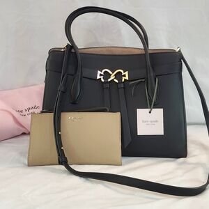 Kate Spade Black and Tan Satchel with Wallet